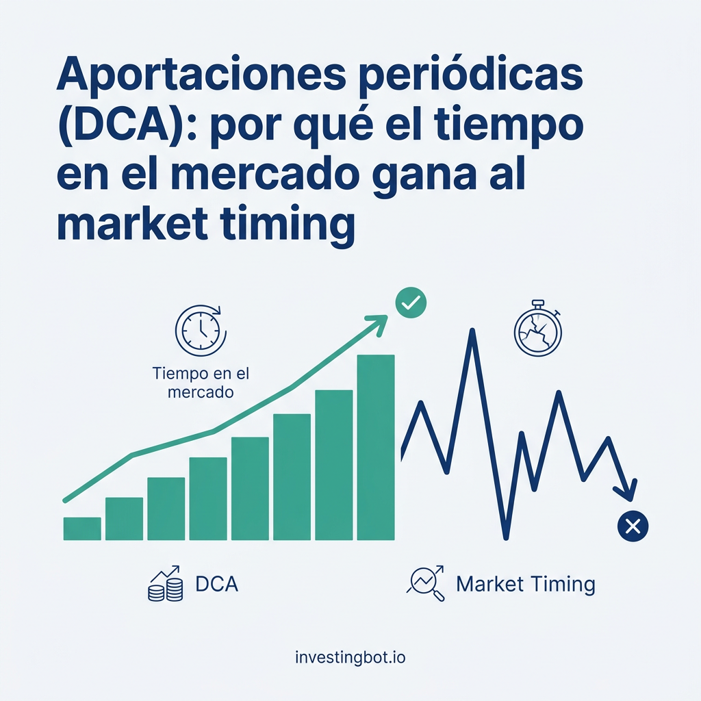 Cover [ES] — Aportaciones periódicas (DCA): por qué el tiempo en el mercado gana al market timing