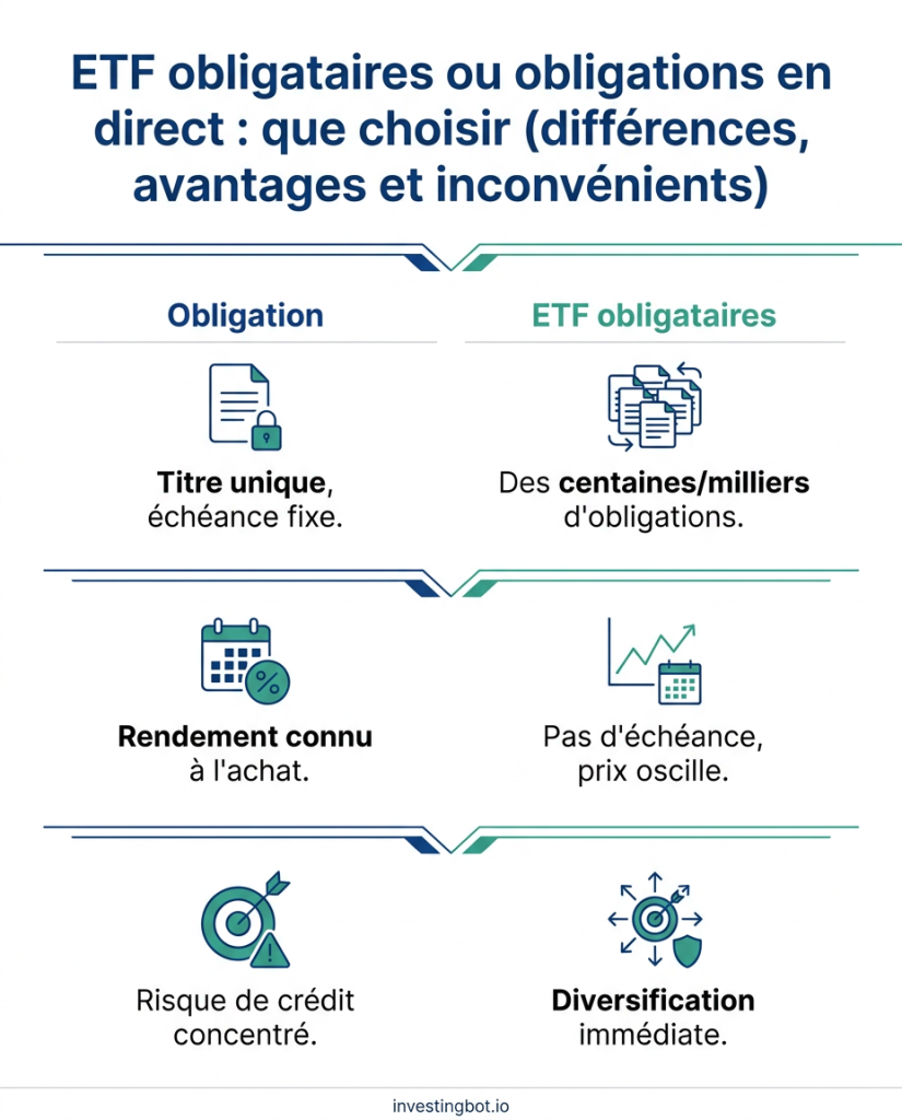 ETF obligataires ou obligations en direct : que choisir (différences, avantages et inconvénients)