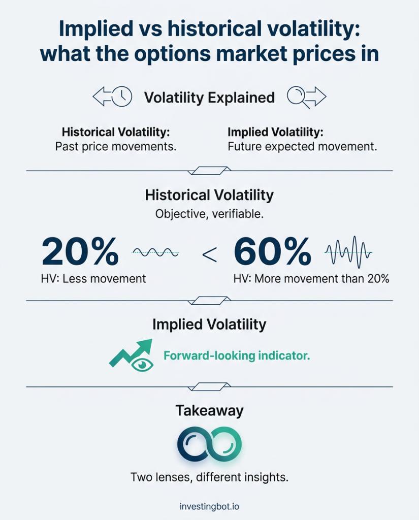 Infographic — Implied vs historical volatility: what the options market prices in