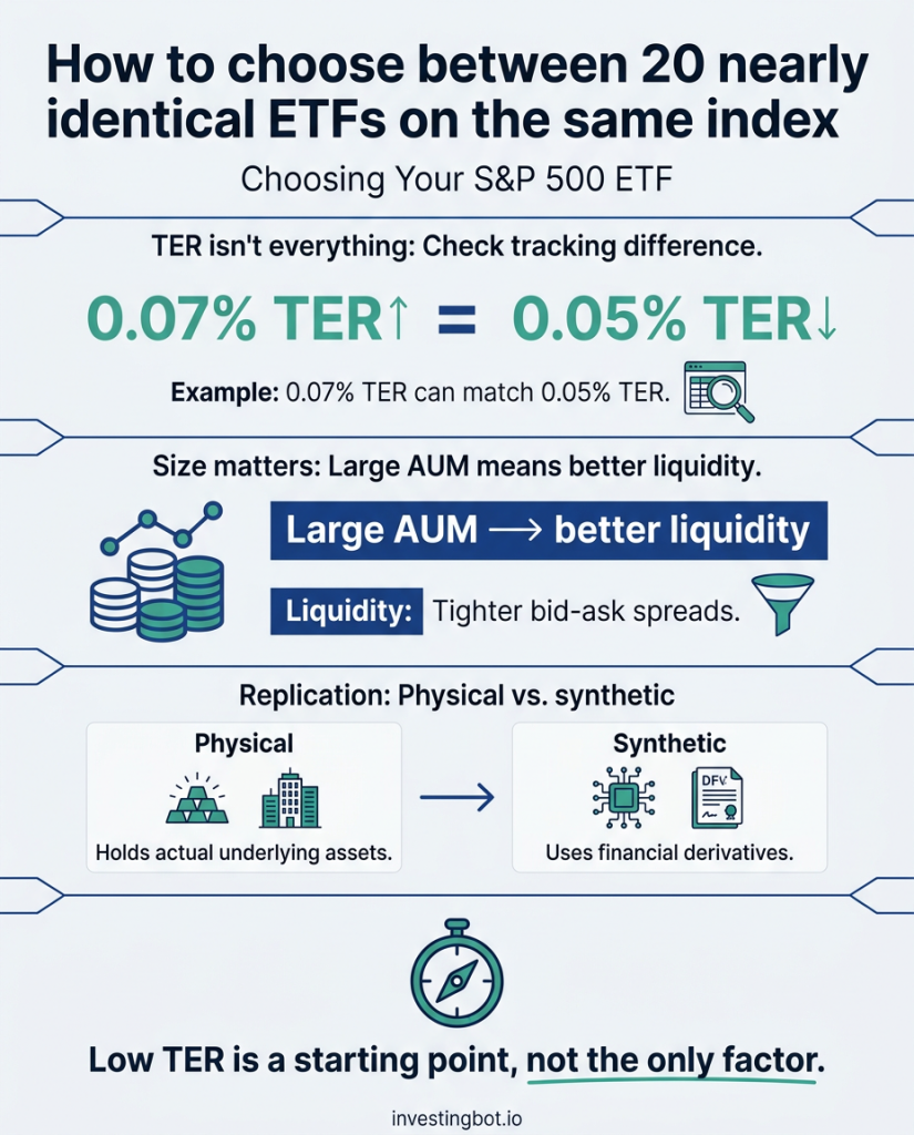 How to choose between 20 nearly identical ETFs on the same index