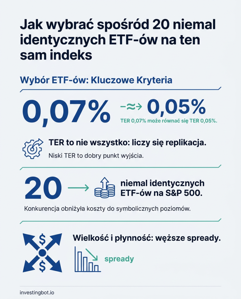 Jak wybrać spośród 20 niemal identycznych ETF-ów na ten sam indeks