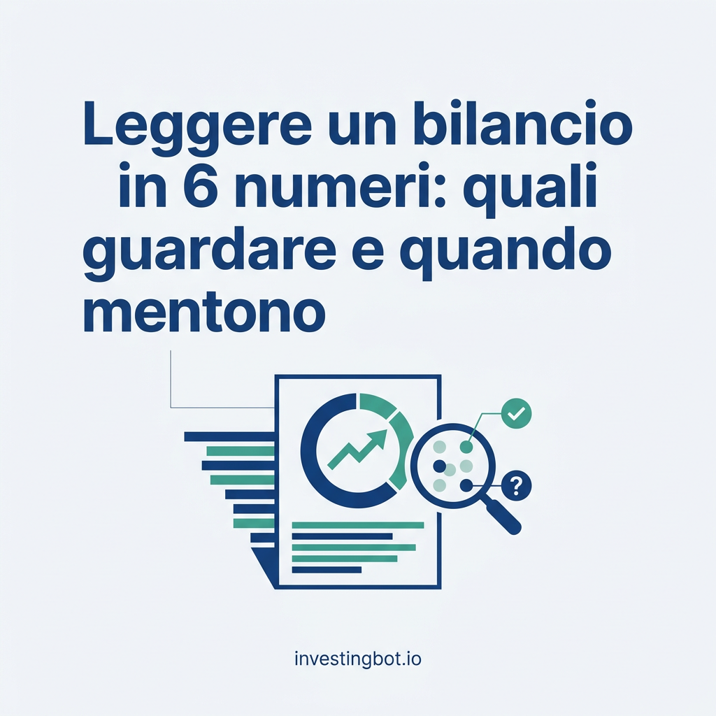 Leggere un bilancio in 6 numeri: documento contabile analizzato con una lente di ingrandimento