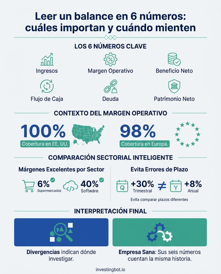 Infografia: los seis numeros para leer un balance, con la cobertura del margen operativo y la comparacion por sector