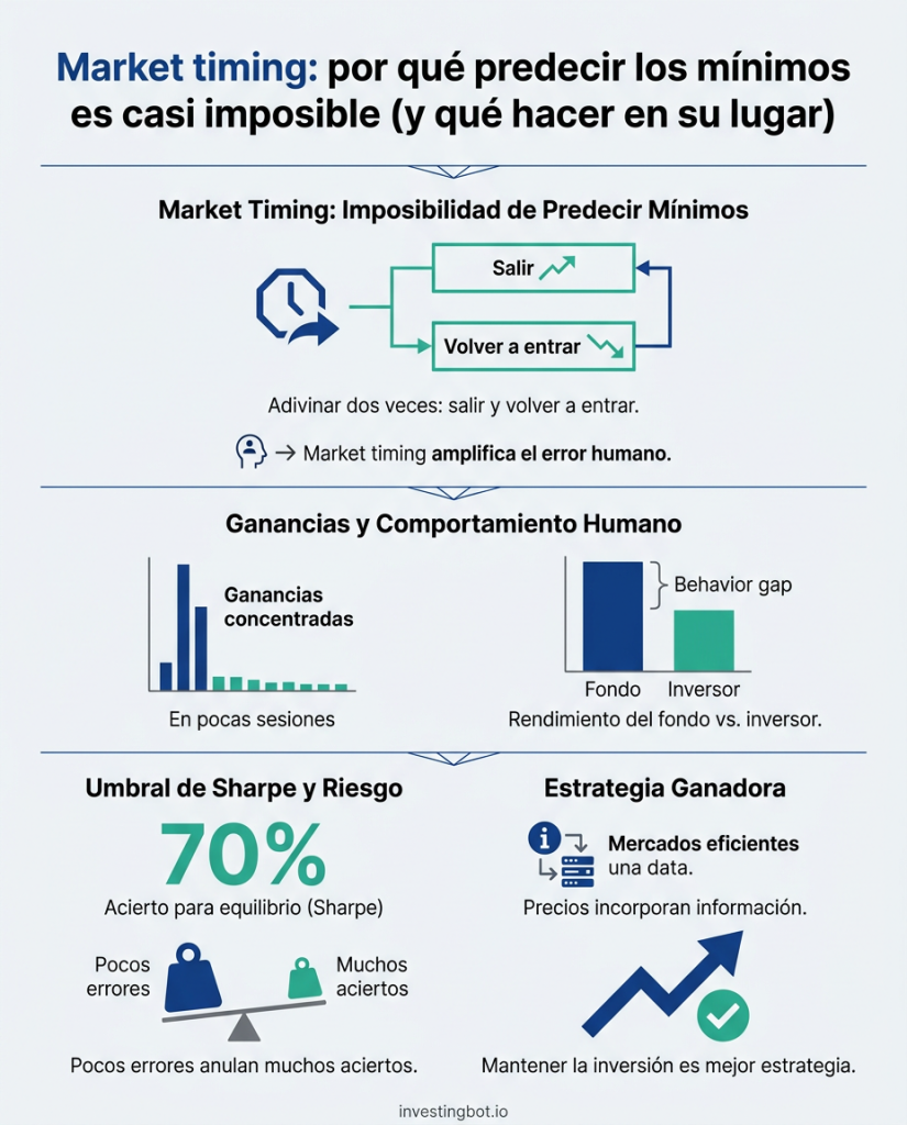 Market timing: por qué predecir los mínimos es casi imposible (y qué hacer en su lugar)
