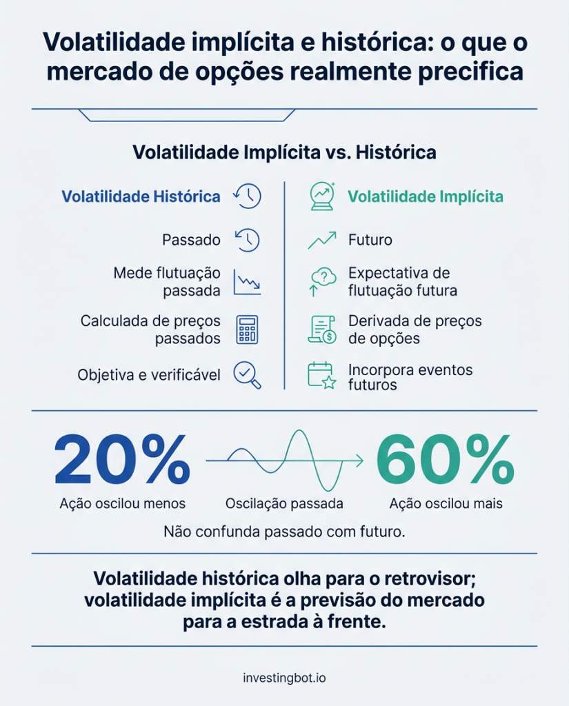 Volatilidade implícita e histórica: o que o mercado de opções realmente precifica