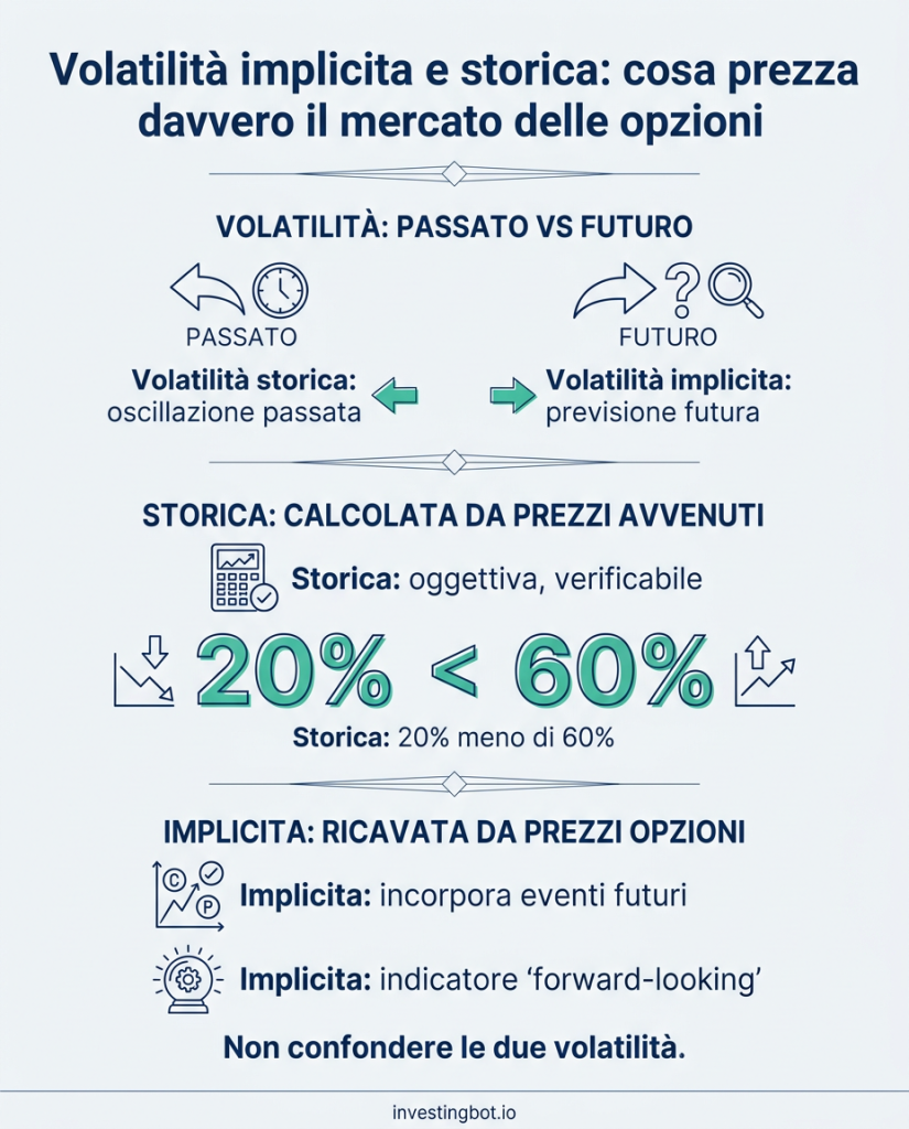Volatilità implicita e storica: cosa prezza davvero il mercato delle opzioni