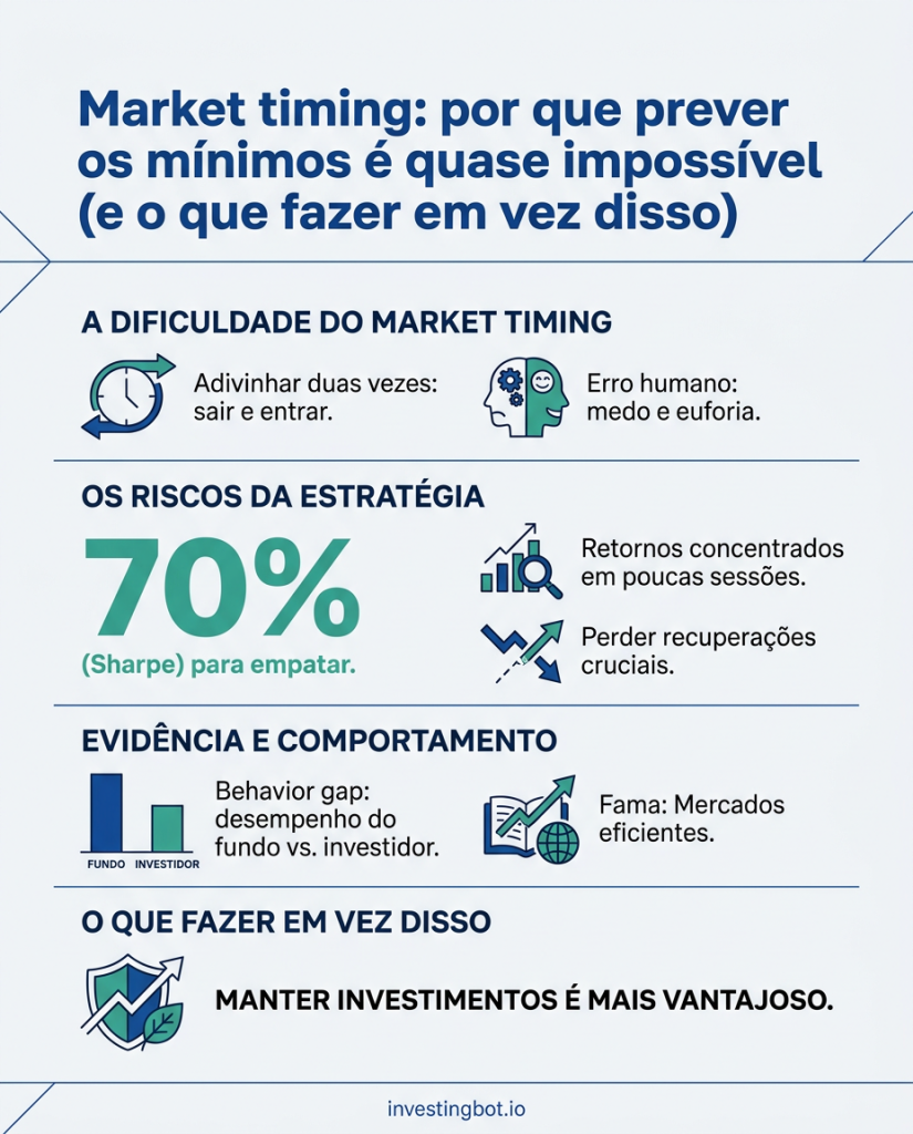 Market timing: por que prever os mínimos é quase impossível (e o que fazer em vez disso)