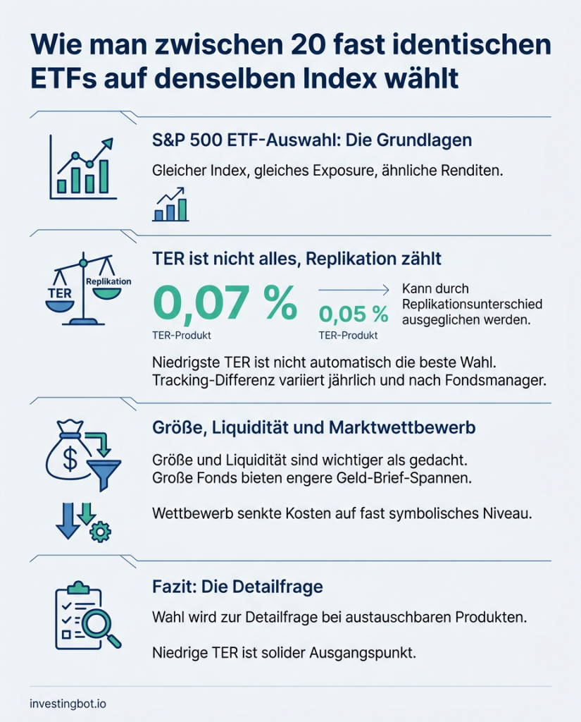 Wie man zwischen 20 fast identischen ETFs auf denselben Index wählt